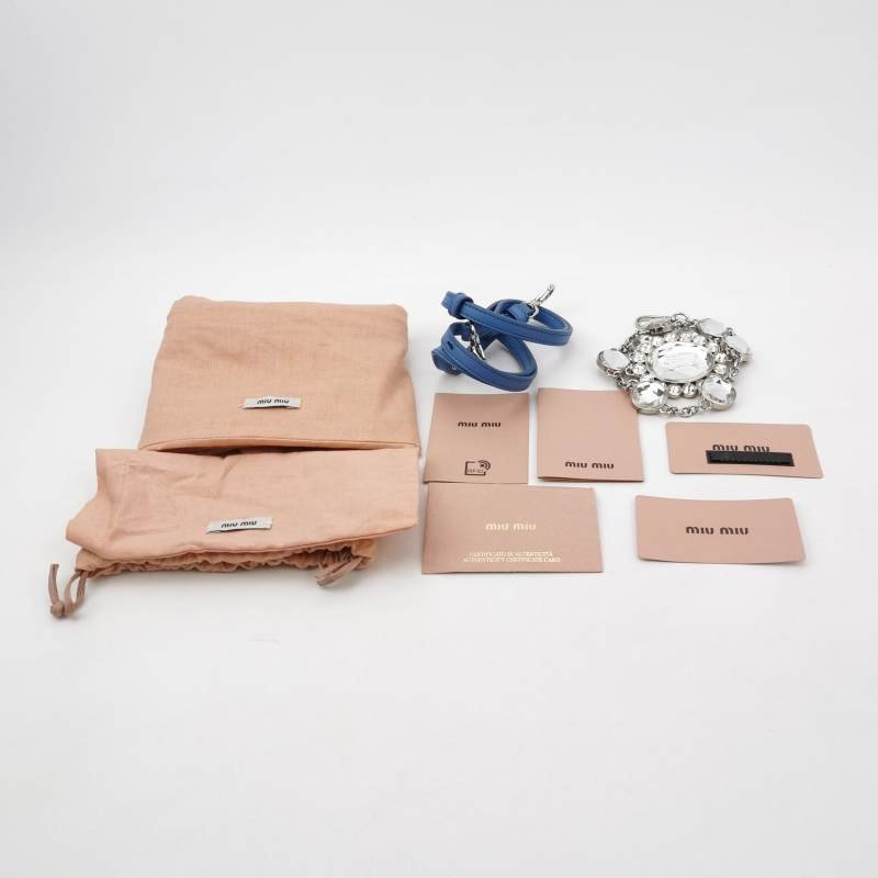 Miu Miu Miu Crystal 系列純色金屬扣珩縫鑽飾單肩包-8