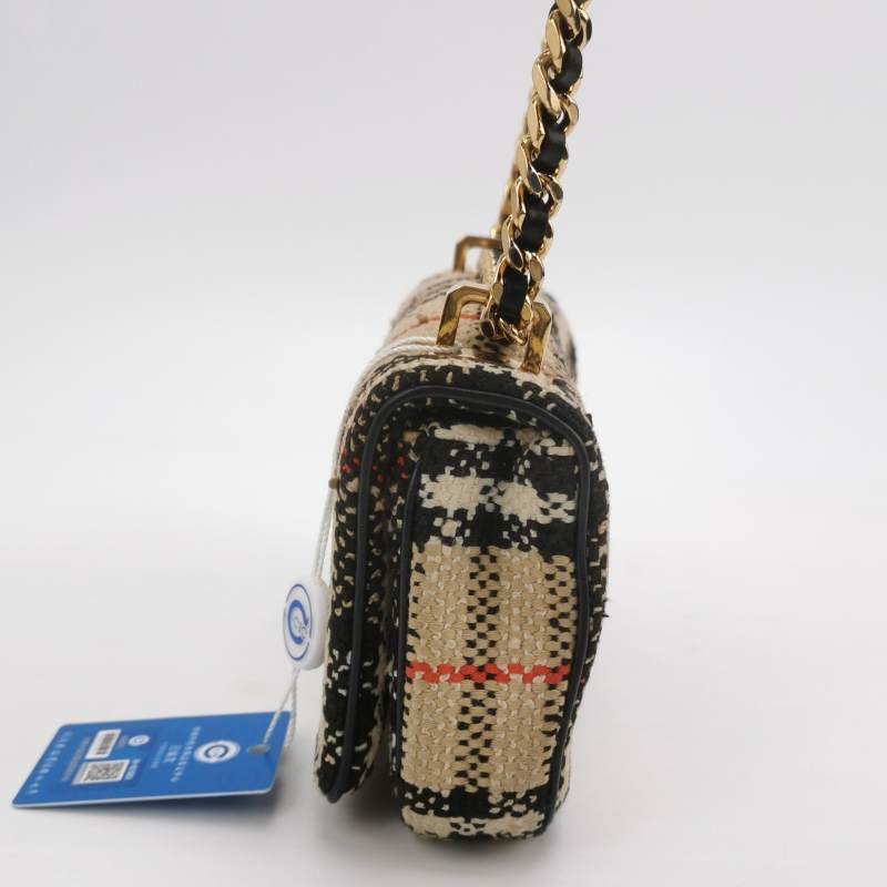 Burberry Lola蘿納包迷你拼色格紋編織絎縫斜挎包單肩包-2