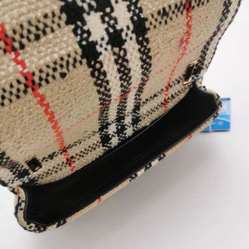 Burberry Lola蘿納包迷你拼色格紋編織絎縫斜挎包單肩包-6