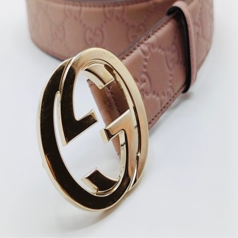 GUCCI玫瑰粉色腰帶 皮帶