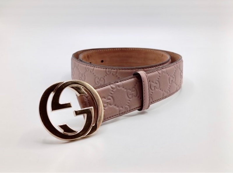 GUCCI玫瑰粉色腰帶 皮帶-5