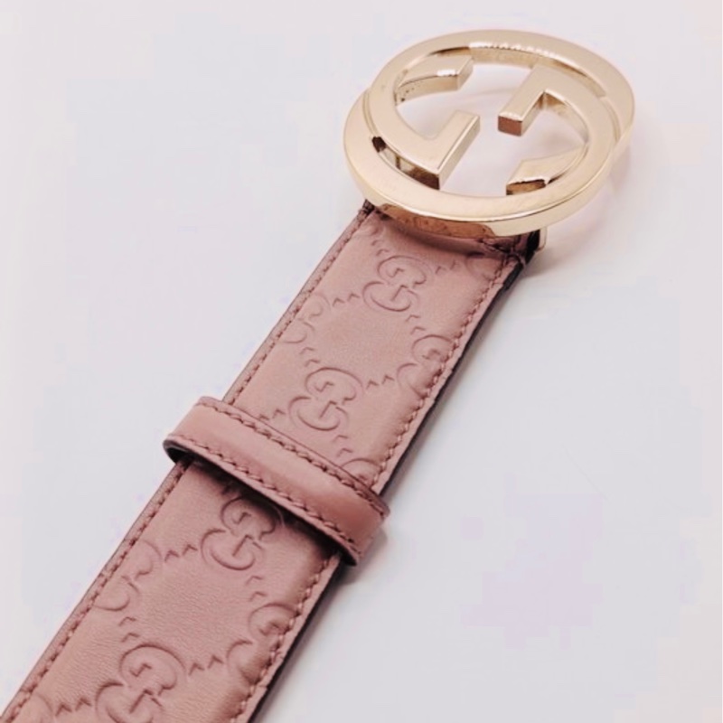 GUCCI玫瑰粉色腰帶 皮帶-6