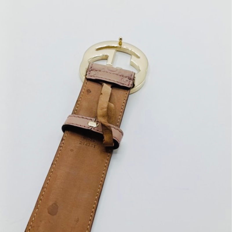 GUCCI玫瑰粉色腰帶 皮帶-7