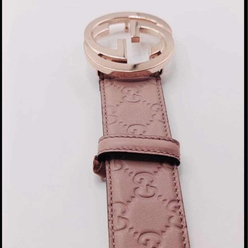 GUCCI玫瑰粉色腰帶 皮帶-8