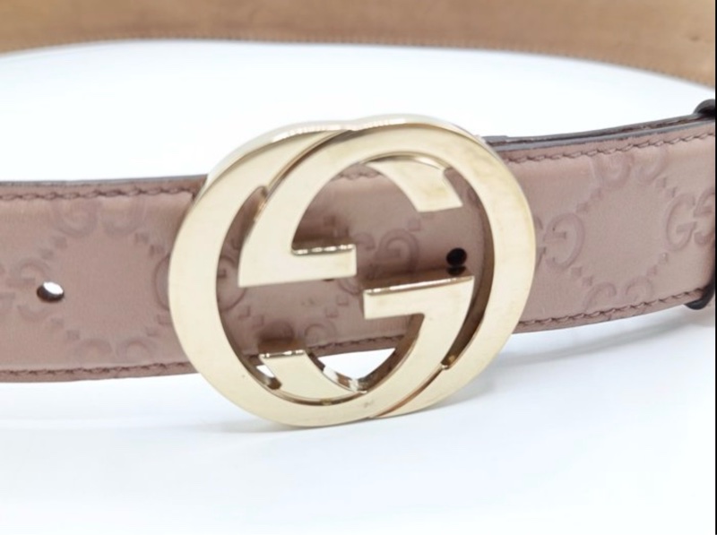 GUCCI玫瑰粉色腰帶 皮帶-9