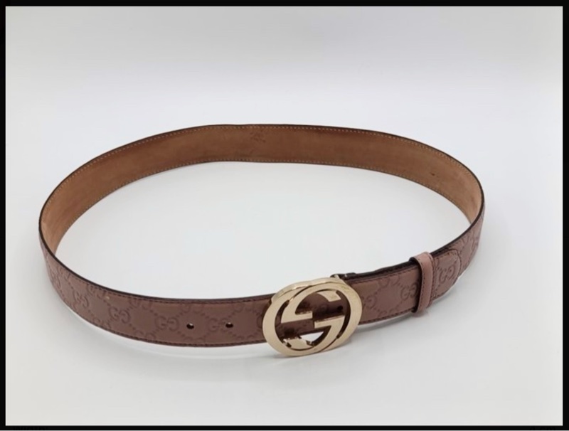 GUCCI玫瑰粉色腰帶 皮帶-10