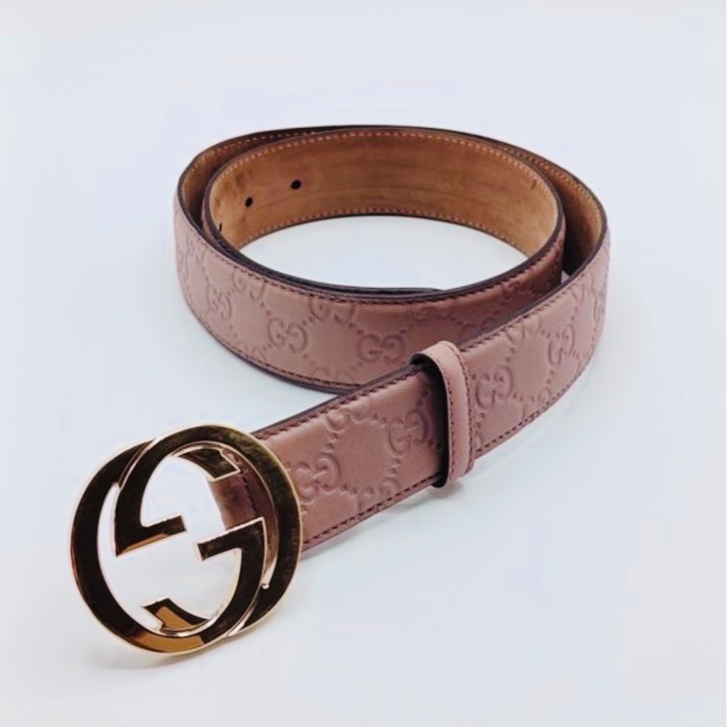GUCCI玫瑰粉色腰帶 皮帶-13