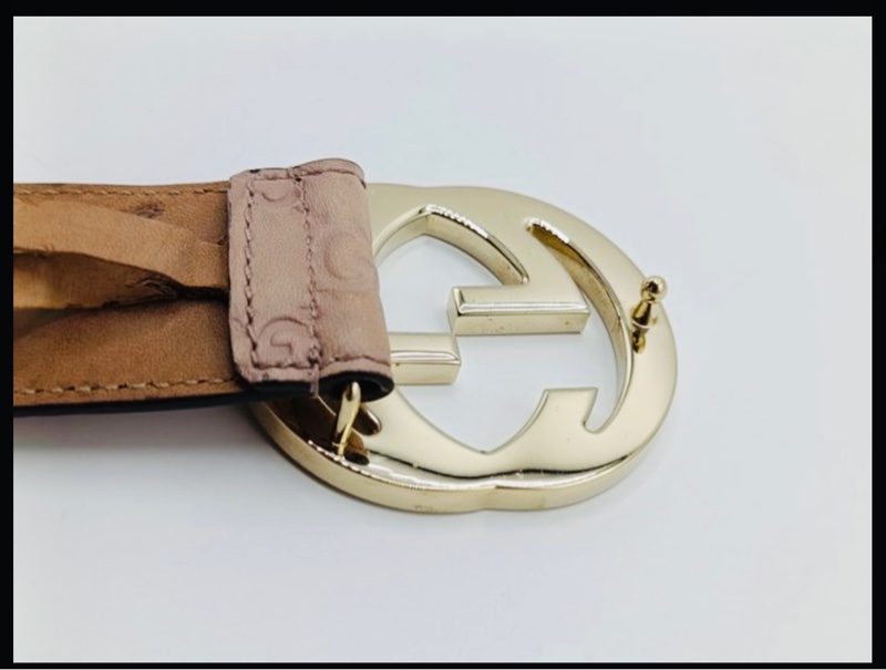 GUCCI玫瑰粉色腰帶 皮帶-19