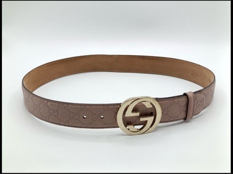 GUCCI玫瑰粉色腰帶 皮帶-22