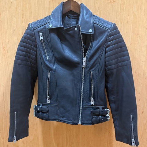 原價2萬全新AllSaints 經典黑色真皮騎士皮衣｜多拉鍊Biker Jacket 修身帥氣外套Us2