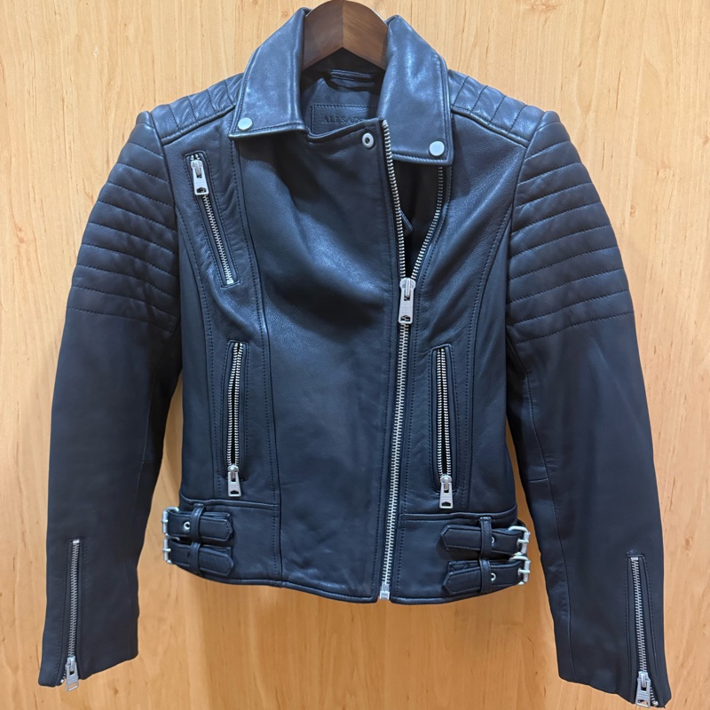 原價2萬全新AllSaints 經典黑色真皮騎士皮衣｜多拉鍊Biker Jacket 修身帥氣外套Us2-5