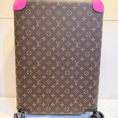Louis Vuitton✨LV M46780 Horizon 老花行李箱登機箱55cm 玫紅皮 芯片款