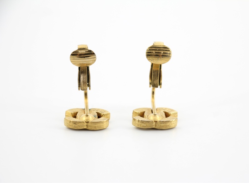 Chanel Vintage 71-80年水鑽鍍金經典大CC耳環-3