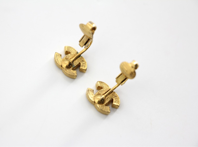 Chanel Vintage 71-80年水鑽鍍金經典大CC耳環-7