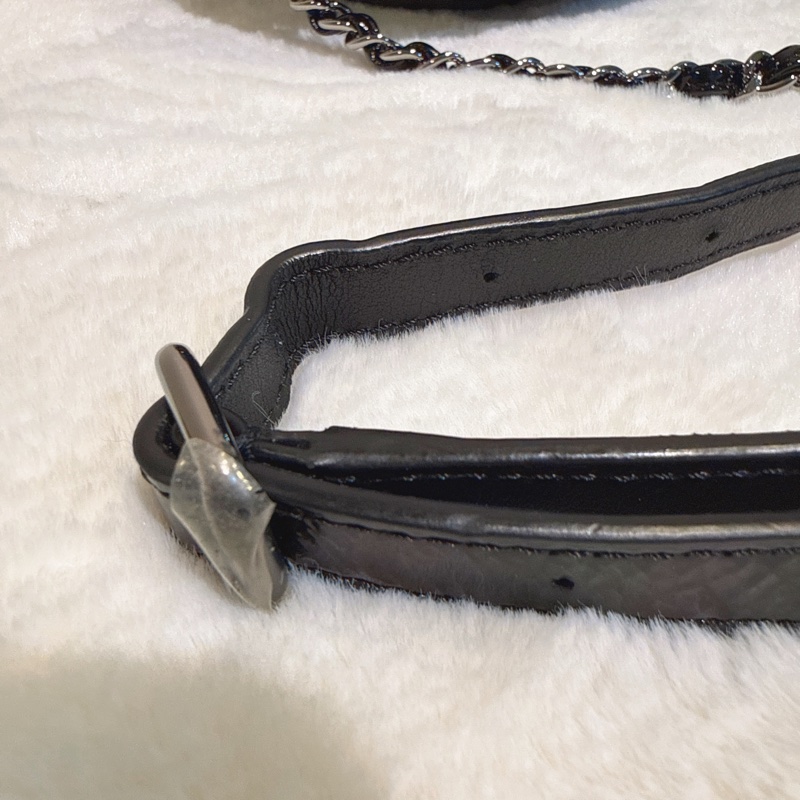 Chanel✨黑銀漆皮圓餅包鏈條包 貓頭鷹拉鍊-32