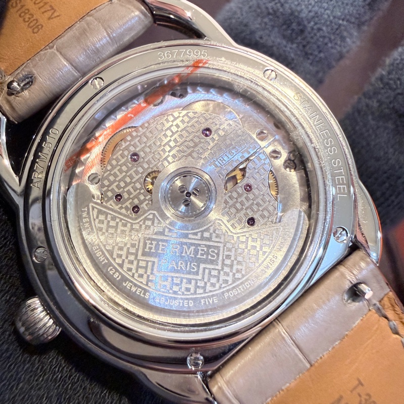 Hermes✨愛馬仕 仲夏夜之夢 Arceau 38mm 白盤月相 日曆 自動機械表 腕表 2024年購入原價近30萬 W041048WW00-20