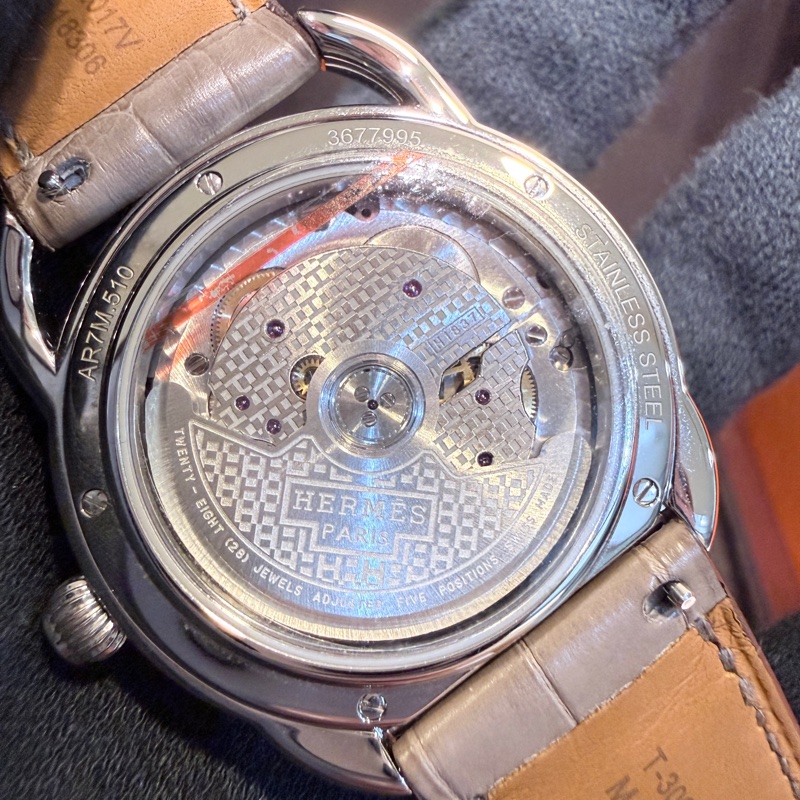 Hermes✨愛馬仕 仲夏夜之夢 Arceau 38mm 白盤月相 日曆 自動機械表 腕表 2024年購入原價近30萬 W041048WW00-21