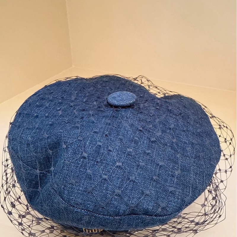 Dior✨牛仔丹寧藍色網紗帽報童帽畫家帽 #59-5