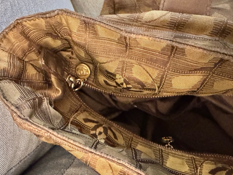 Chanel vintage 老香 帆布 冰塊托特包 雷標7開-1