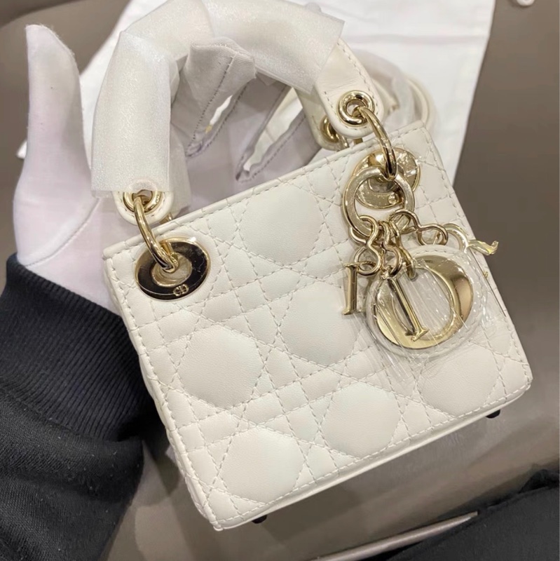 【全新✨ 全網最低價！】Dior/迪奧 Micro Lady Dior 戴妃包白金（下單前先詢問庫存❗️）-1