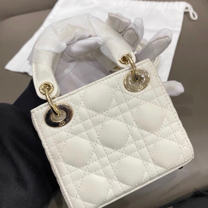 【全新✨ 全網最低價！】Dior/迪奧 Micro Lady Dior 戴妃包白金（下單前先詢問庫存❗️）-2