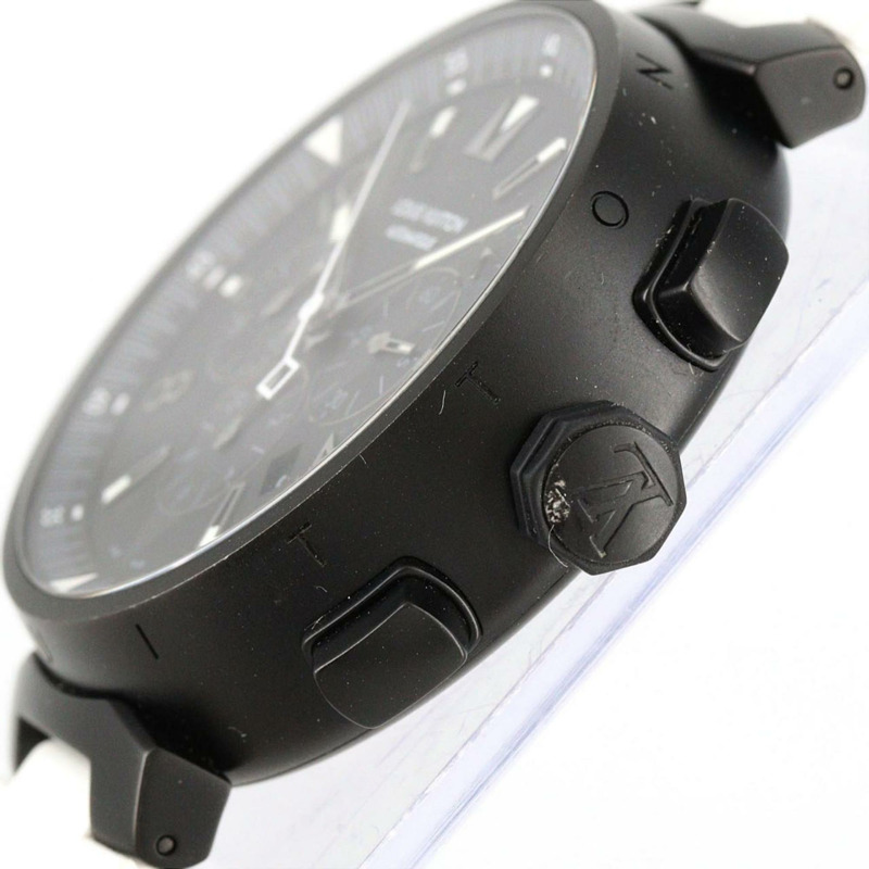 路易威登 Tambour 全黑計時碼錶 Q1A62 不鏽鋼自動腕錶-2