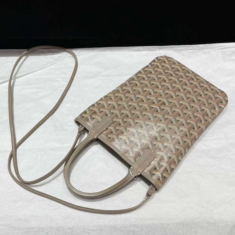 Goyard 週年限定mini竪版 Tote包  灰綠拼色17*24 98新配件肩帶塵袋-1