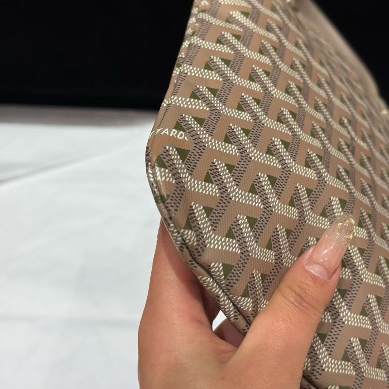 Goyard 週年限定mini竪版 Tote包  灰綠拼色17*24 98新配件肩帶塵袋-3