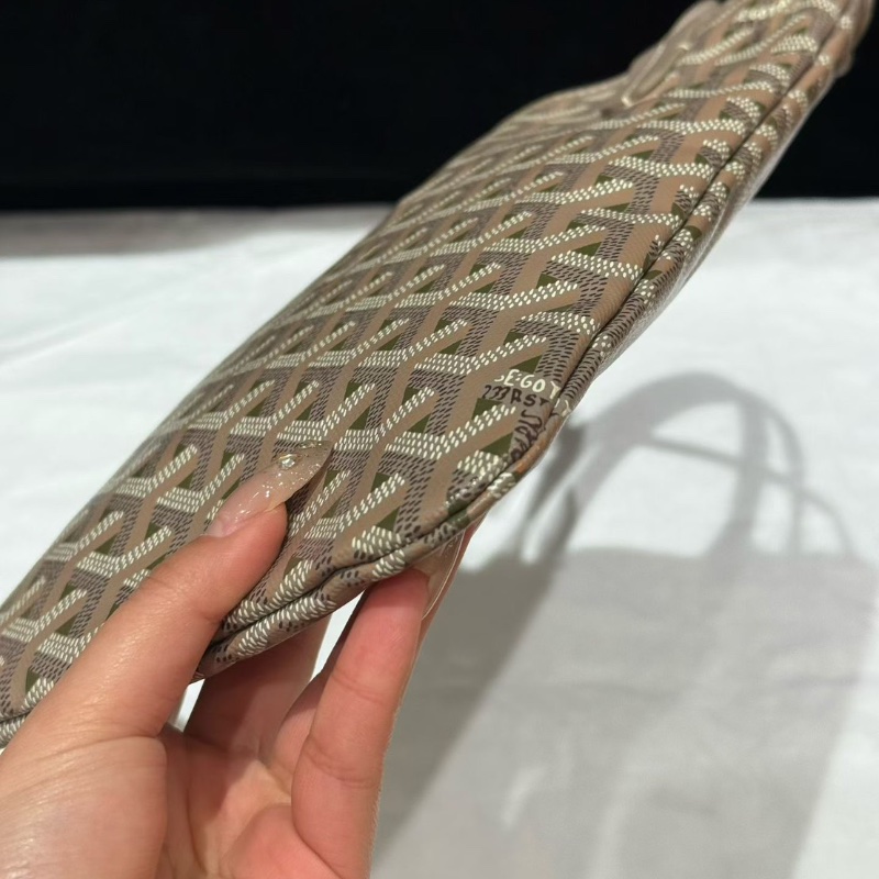 Goyard 週年限定mini竪版 Tote包  灰綠拼色17*24 98新配件肩帶塵袋-5