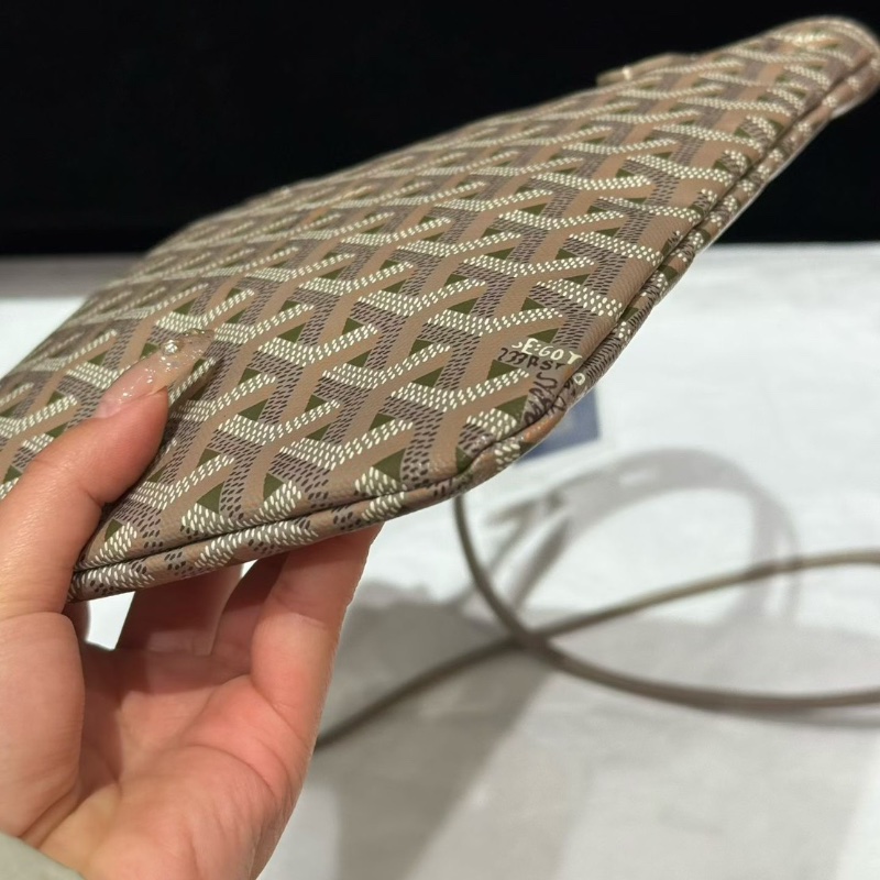 Goyard 週年限定mini竪版 Tote包  灰綠拼色17*24 98新配件肩帶塵袋-6