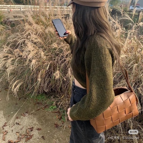 BV 18格焦糖腋下包27*14*10 98新配件塵袋吊牌