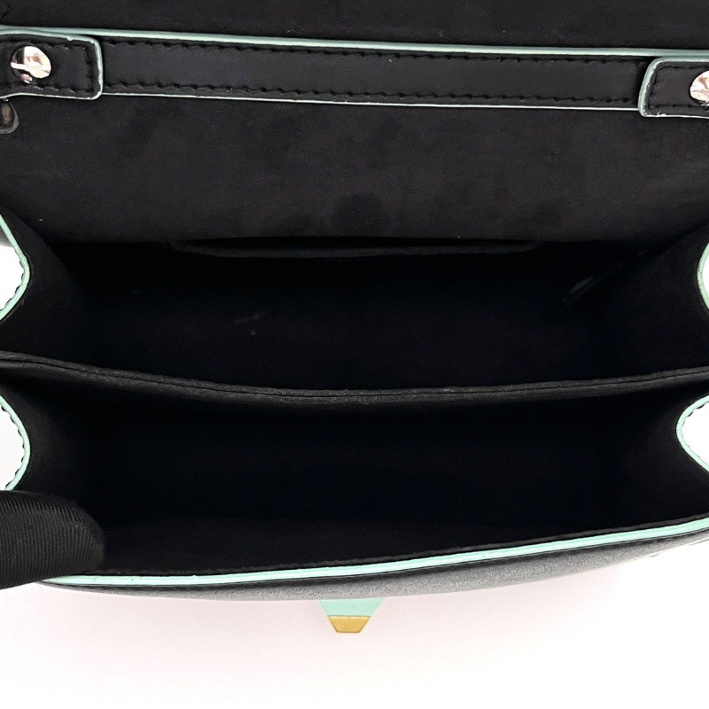 FENDI KANI小號黑色鉚釘波浪邊肩背斜背18.5*15*9 98新配件塵袋-2