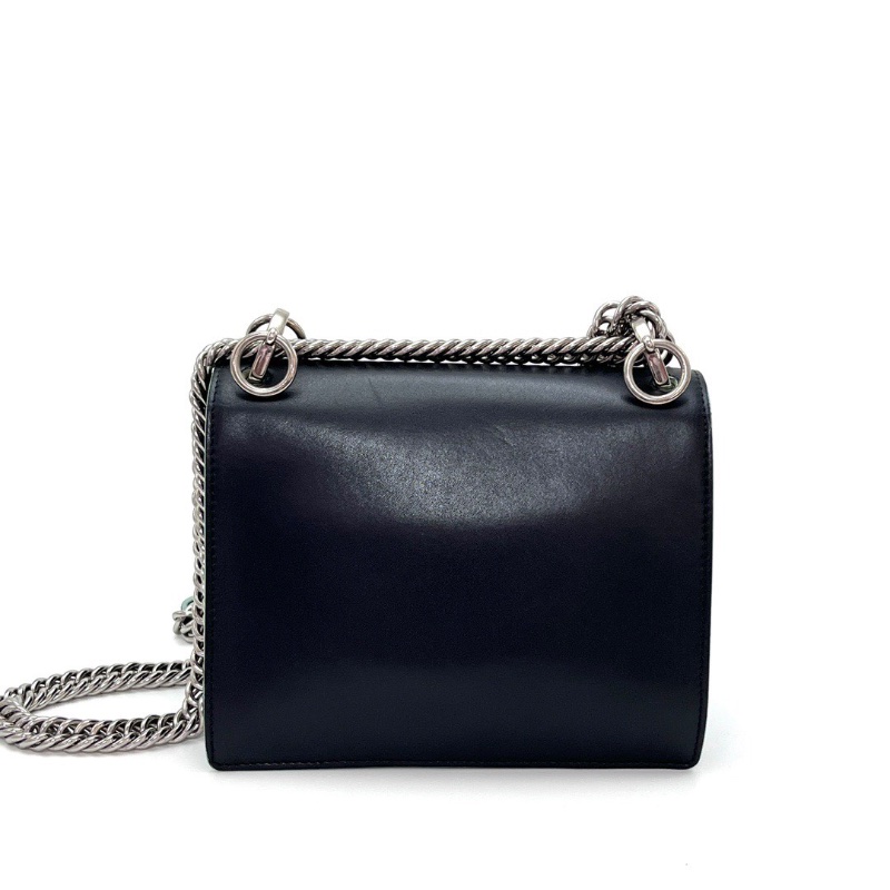 FENDI KANI小號黑色鉚釘波浪邊肩背斜背18.5*15*9 98新配件塵袋-6