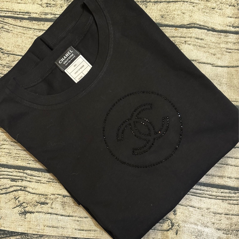 Chanel 員工T-shirt  S號 水鑽logo款-0