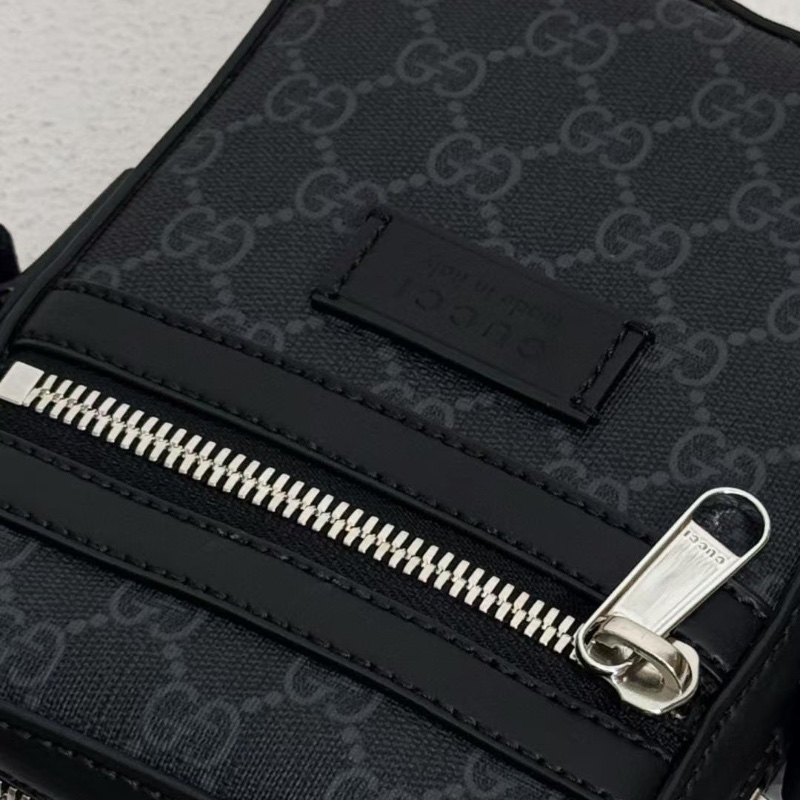 GUCCI 老花 GG 黑花 牛皮拼帆布 郵差包14.5*18*6 99新配件塵袋-2