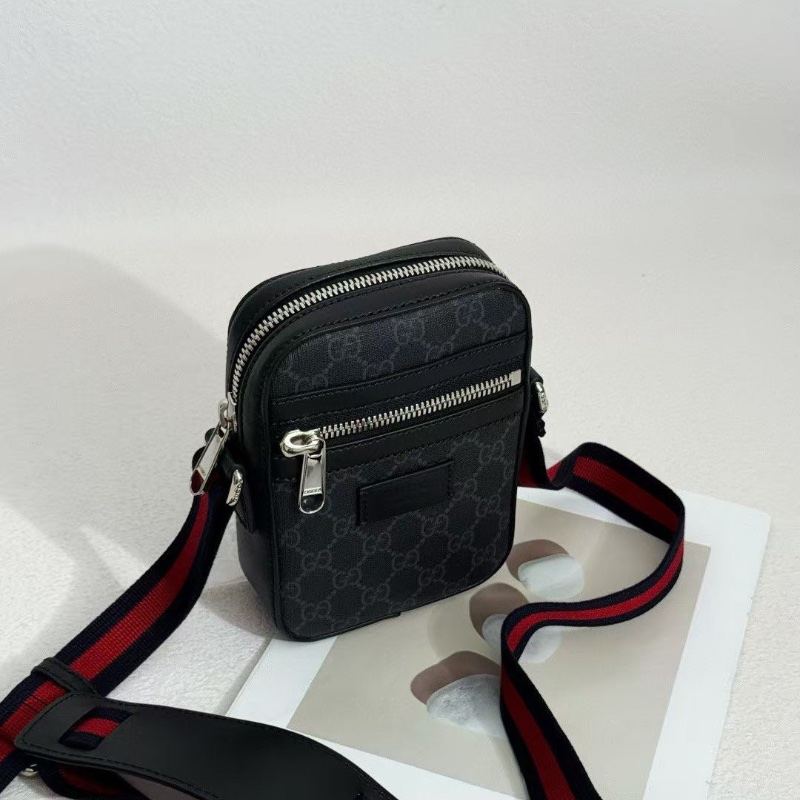 GUCCI 老花 GG 黑花 牛皮拼帆布 郵差包14.5*18*6 99新配件塵袋-5