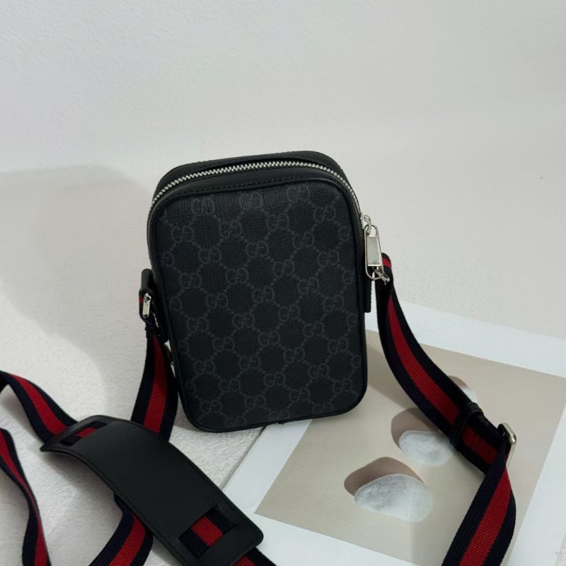 GUCCI 老花 GG 黑花 牛皮拼帆布 郵差包14.5*18*6 99新配件塵袋-6