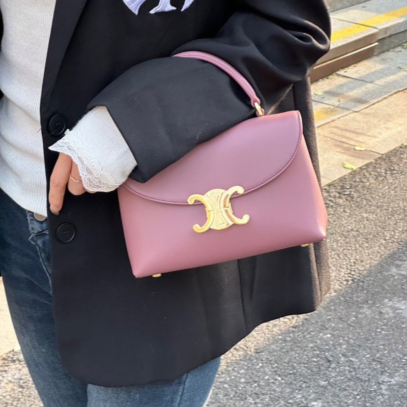 Celine Teen Nino復古玫瑰色 翻蓋肩背斜背包20.5*8*13cm 99新配件肩帶塵袋-0