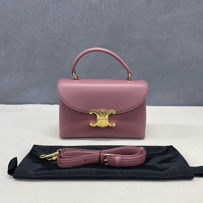 Celine Teen Nino復古玫瑰色 翻蓋肩背斜背包20.5*8*13cm 99新配件肩帶塵袋-1