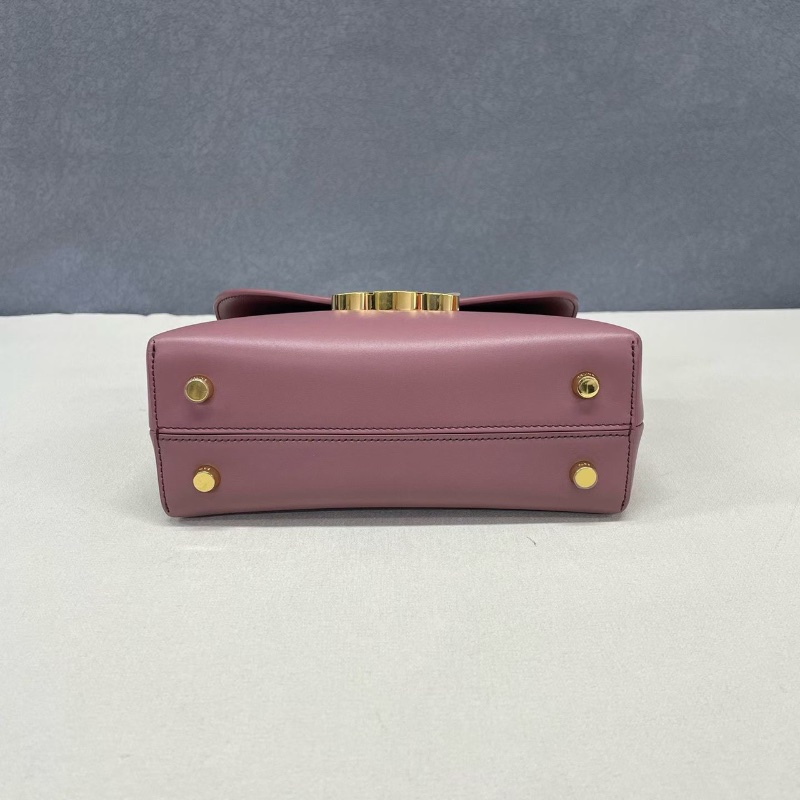 Celine Teen Nino復古玫瑰色 翻蓋肩背斜背包20.5*8*13cm 99新配件肩帶塵袋-5