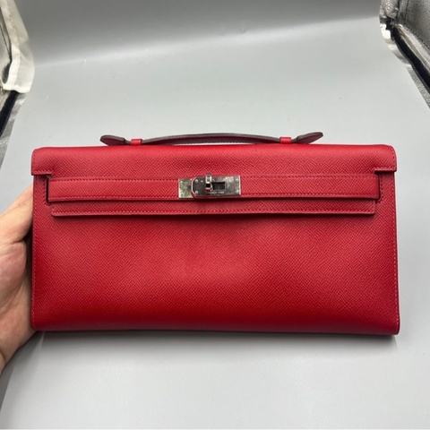 Hermes kelly cut 紅色 銀扣 Epsom 國旗紅