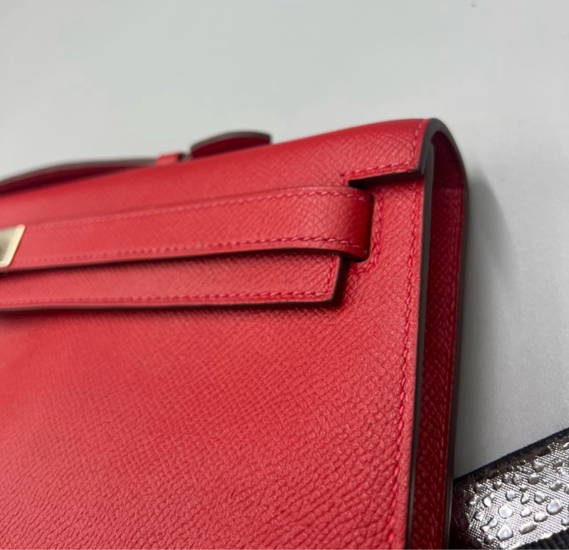 Hermes kelly cut 紅色 銀扣 Epsom 國旗紅-7