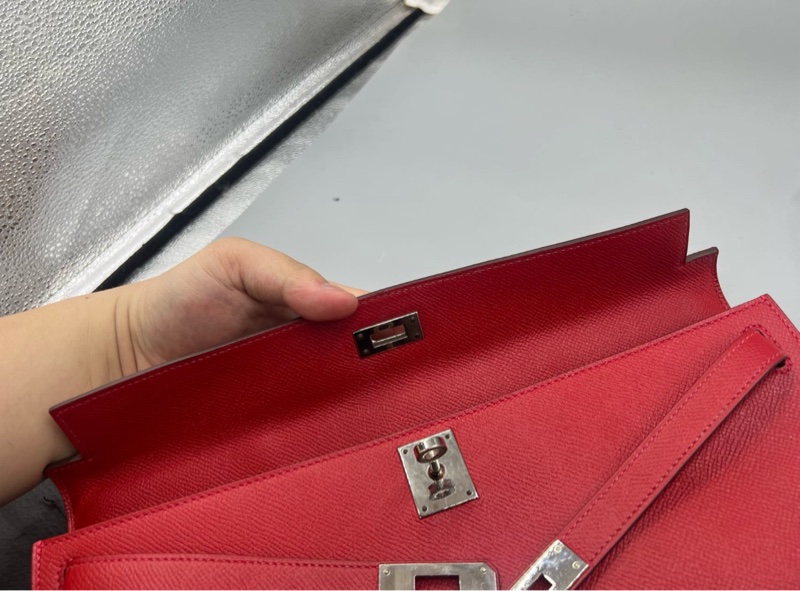 Hermes kelly cut 紅色 銀扣 Epsom 國旗紅-16