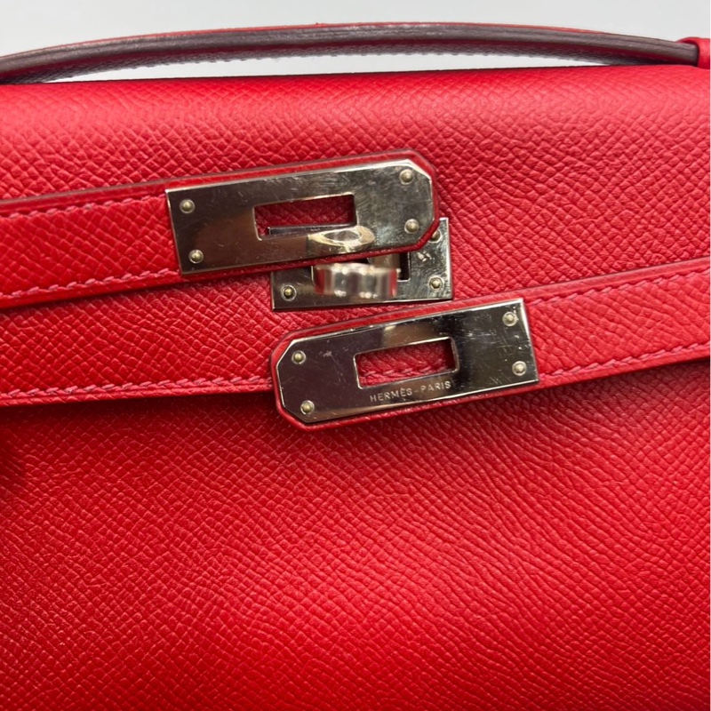 Hermes kelly cut 紅色 銀扣 Epsom 國旗紅-17