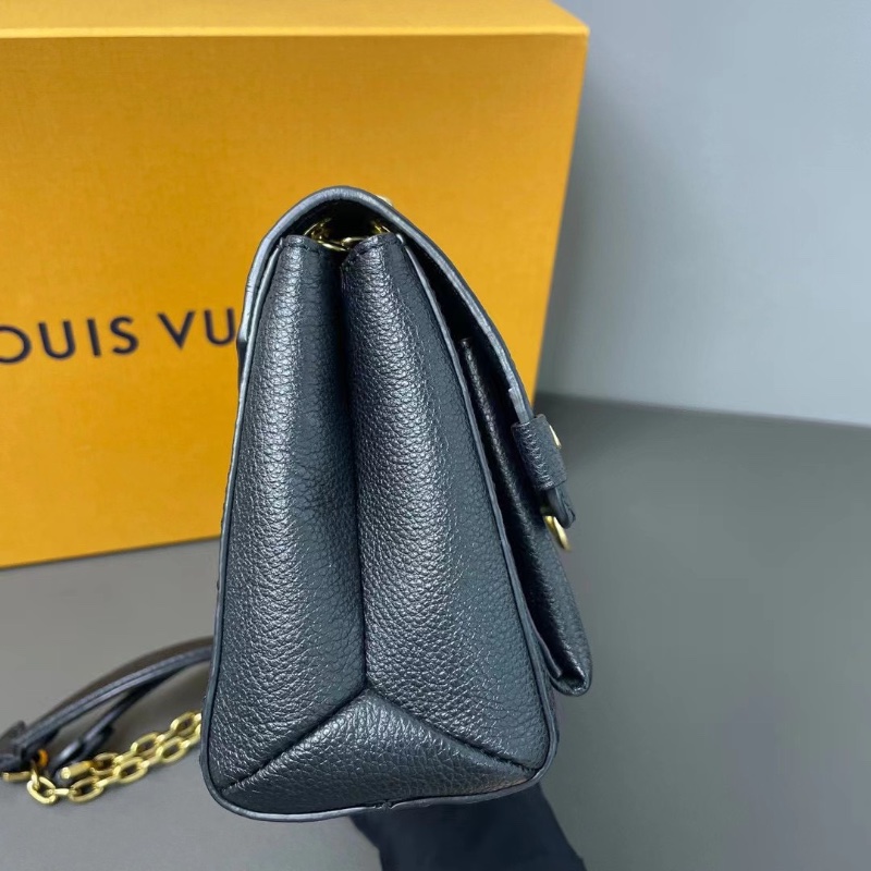 Lv 芯片款 vavin 黑金鍊條包 經典牛皮壓紋老花配色 金色五金 20*14.5*8  98新配件購證 塵袋 盒子-4