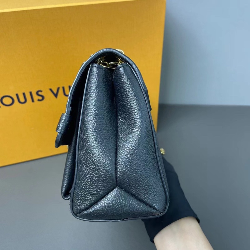 Lv 芯片款 vavin 黑金鍊條包 經典牛皮壓紋老花配色 金色五金 20*14.5*8  98新配件購證 塵袋 盒子-5