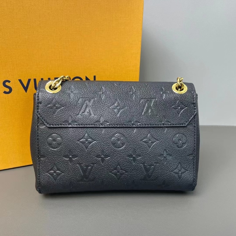 Lv 芯片款 vavin 黑金鍊條包 經典牛皮壓紋老花配色 金色五金 20*14.5*8  98新配件購證 塵袋 盒子-7