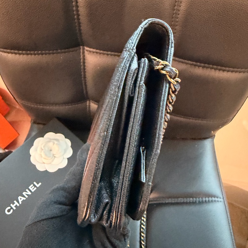 CHANEL 黑金logo手機包🖤卡夾零錢夾層🖤山羊皮-3