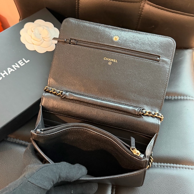 CHANEL 黑金logo手機包🖤卡夾零錢夾層🖤山羊皮-10