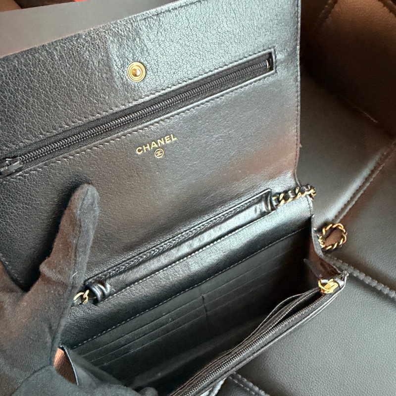 CHANEL 黑金logo手機包🖤卡夾零錢夾層🖤山羊皮-13